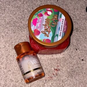Tree Hut Lychee Kiss Shea Sugar Scrub and mini vanilla foaming gel wash bundle